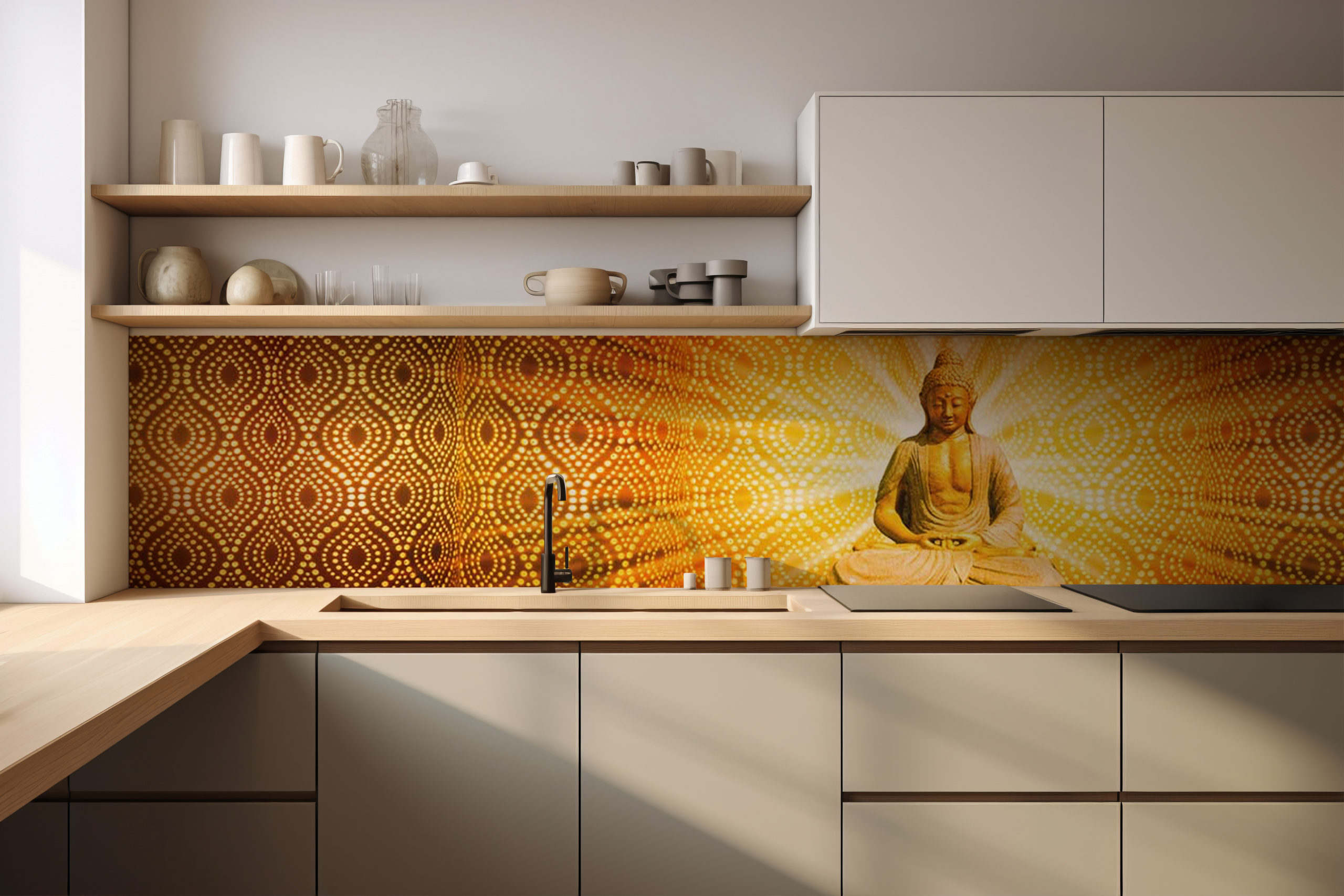 Küchenrückwand Buddha – selbstklebend in Glasoptik