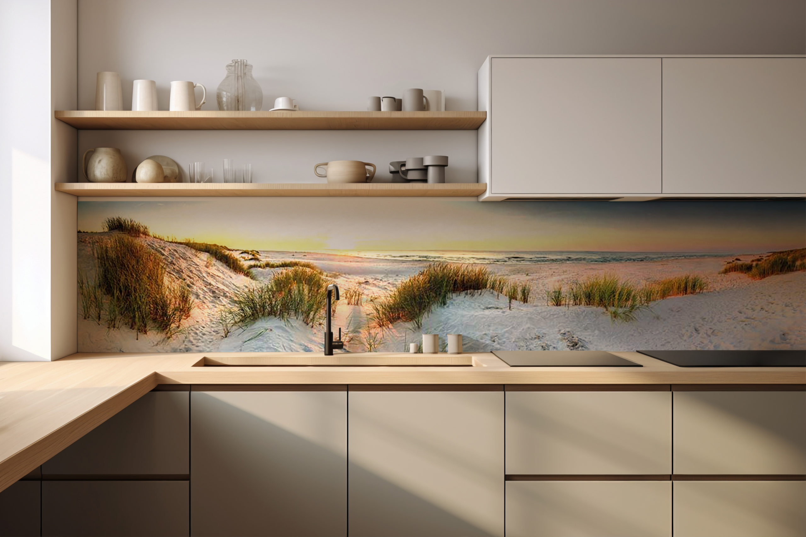 Küchenrückwand Dünen – goldene Sanddünen als Spritzschutz in Glasoptik