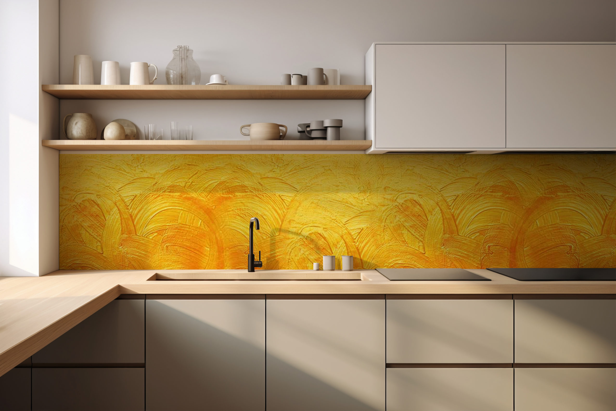 Küchenrückwand Golden – selbstklebend in Glasoptik