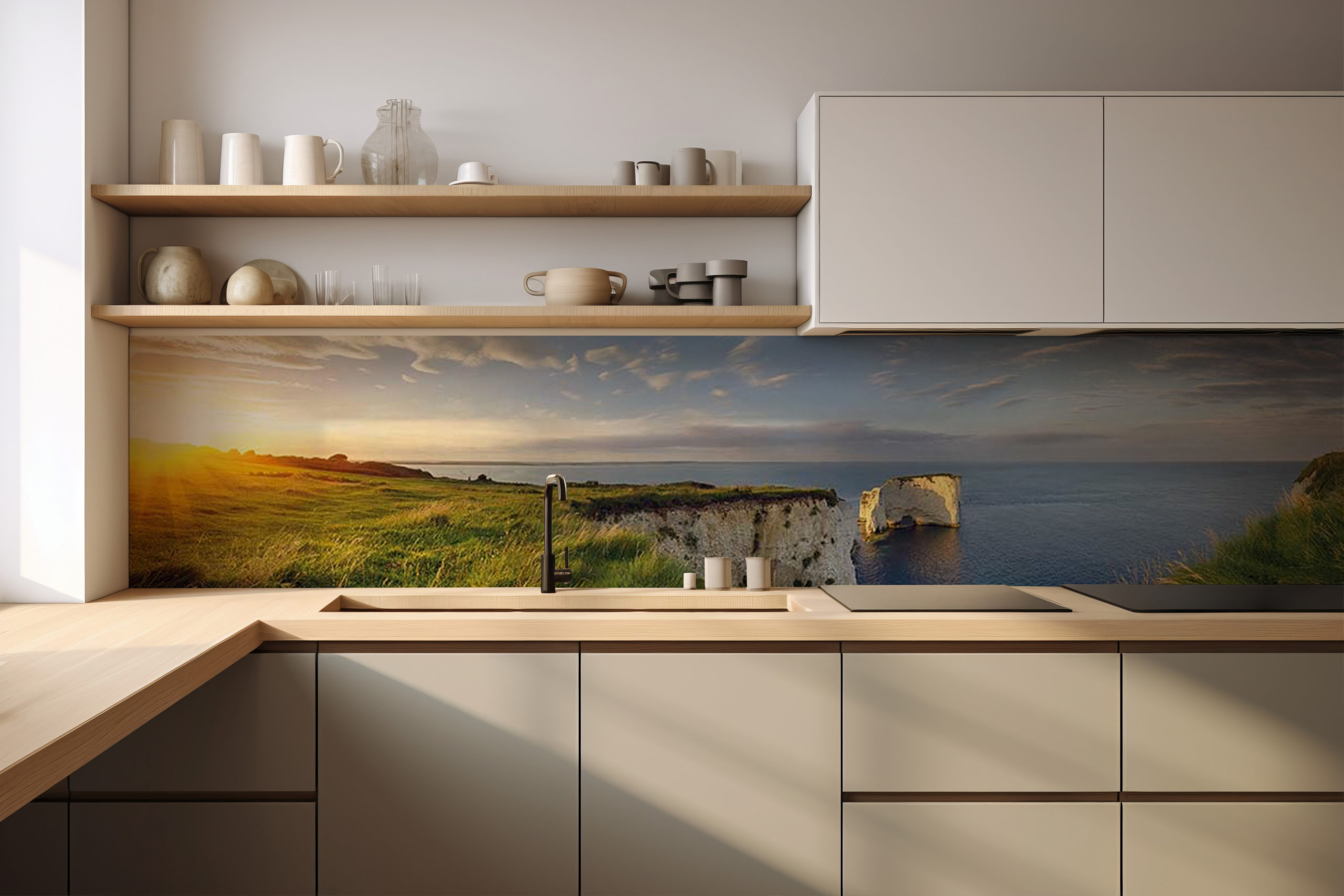 Küchenrückwand Steilküste – selbstklebend in Glasoptik