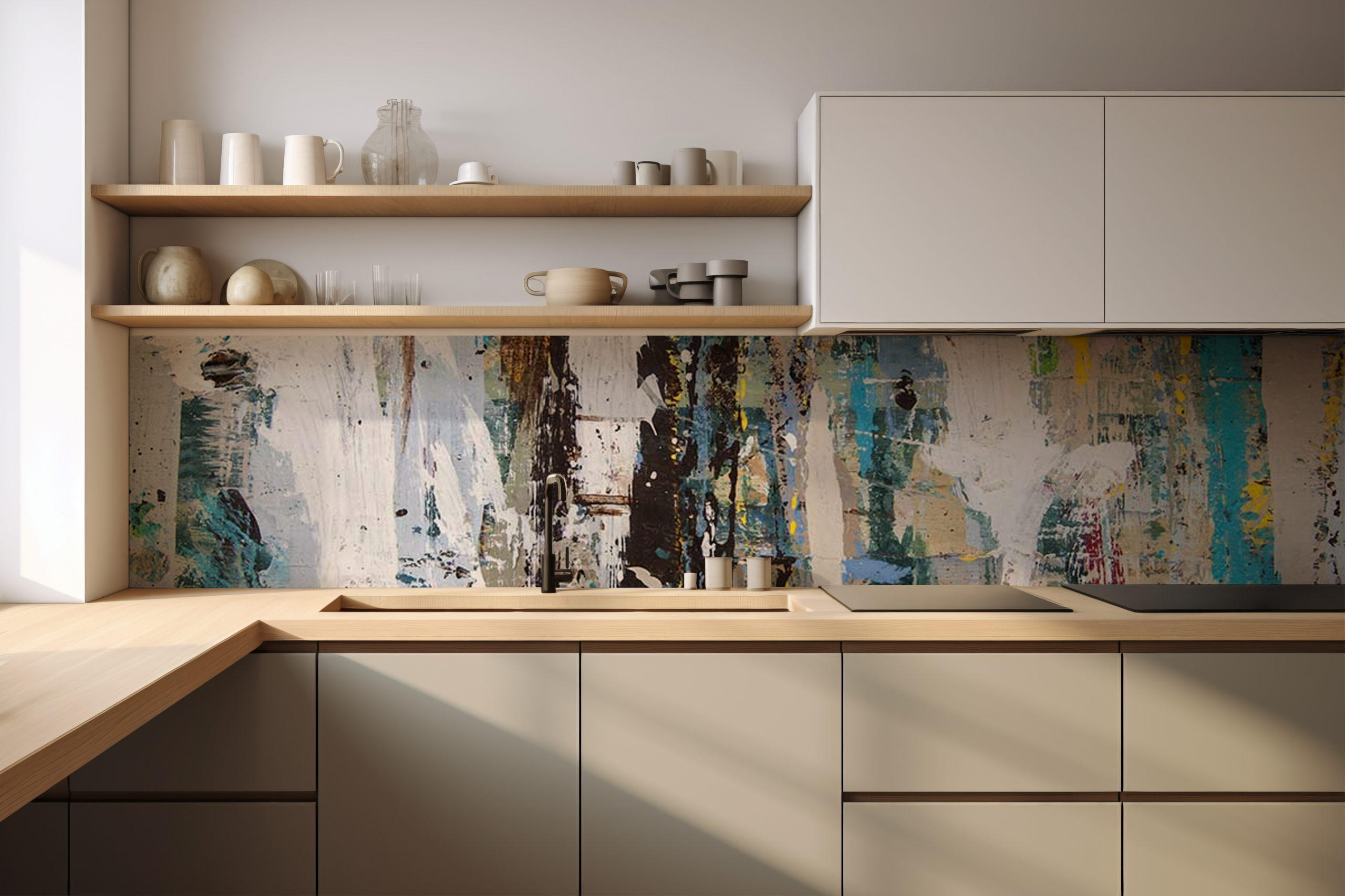 Küchenrückwand Malerei – selbstklebend in Glasoptik