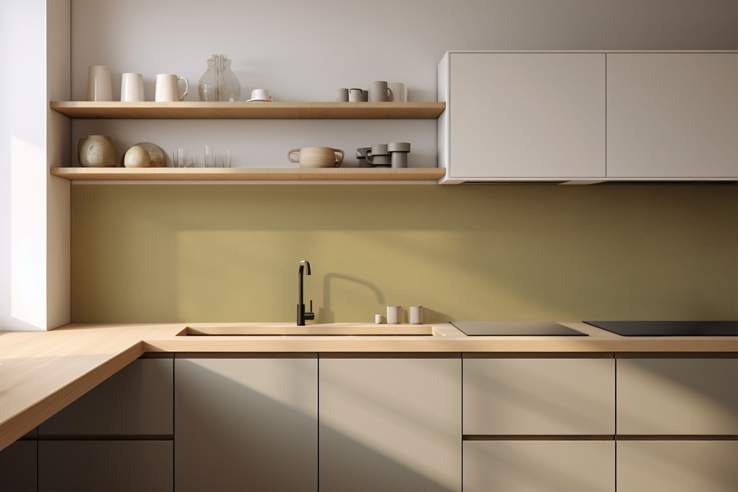 Küchenrückwand Bunt 1000 Grünbeige – selbstklebend in Glasoptik