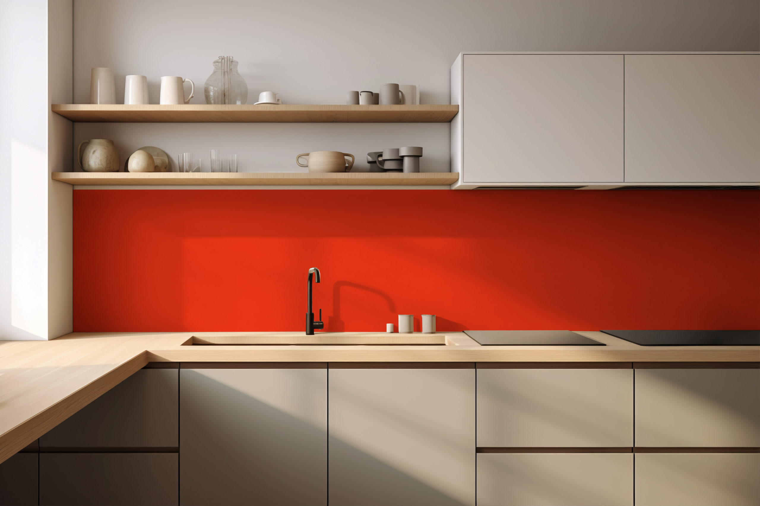 Küchenrückwand Bunt 2004 Reinorange – selbstklebend in Glasoptik