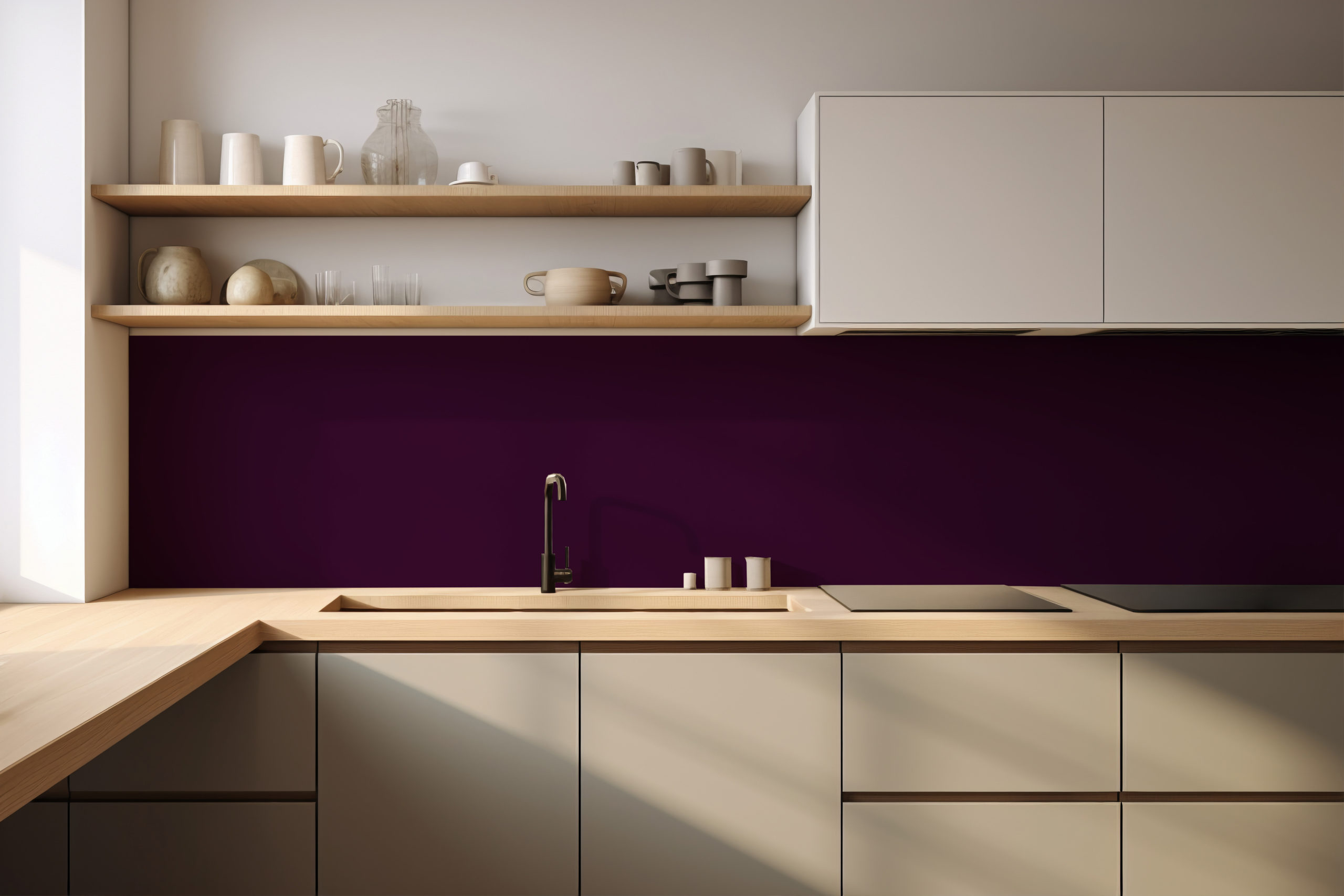 Küchenrückwand Bunt 4007 Purpurviolett – selbstklebend in Glasoptik