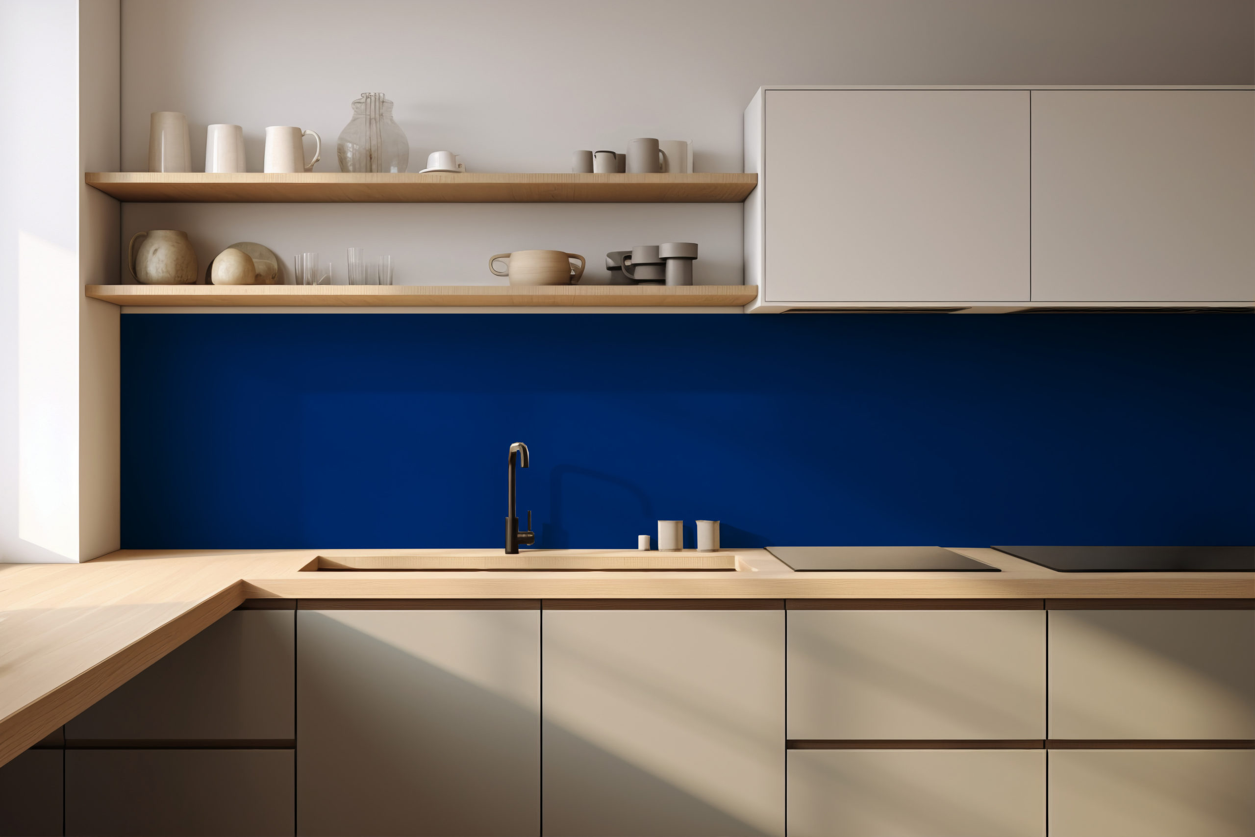 Küchenrückwand Bunt 5005 Signalblau – selbstklebend in Glasoptik