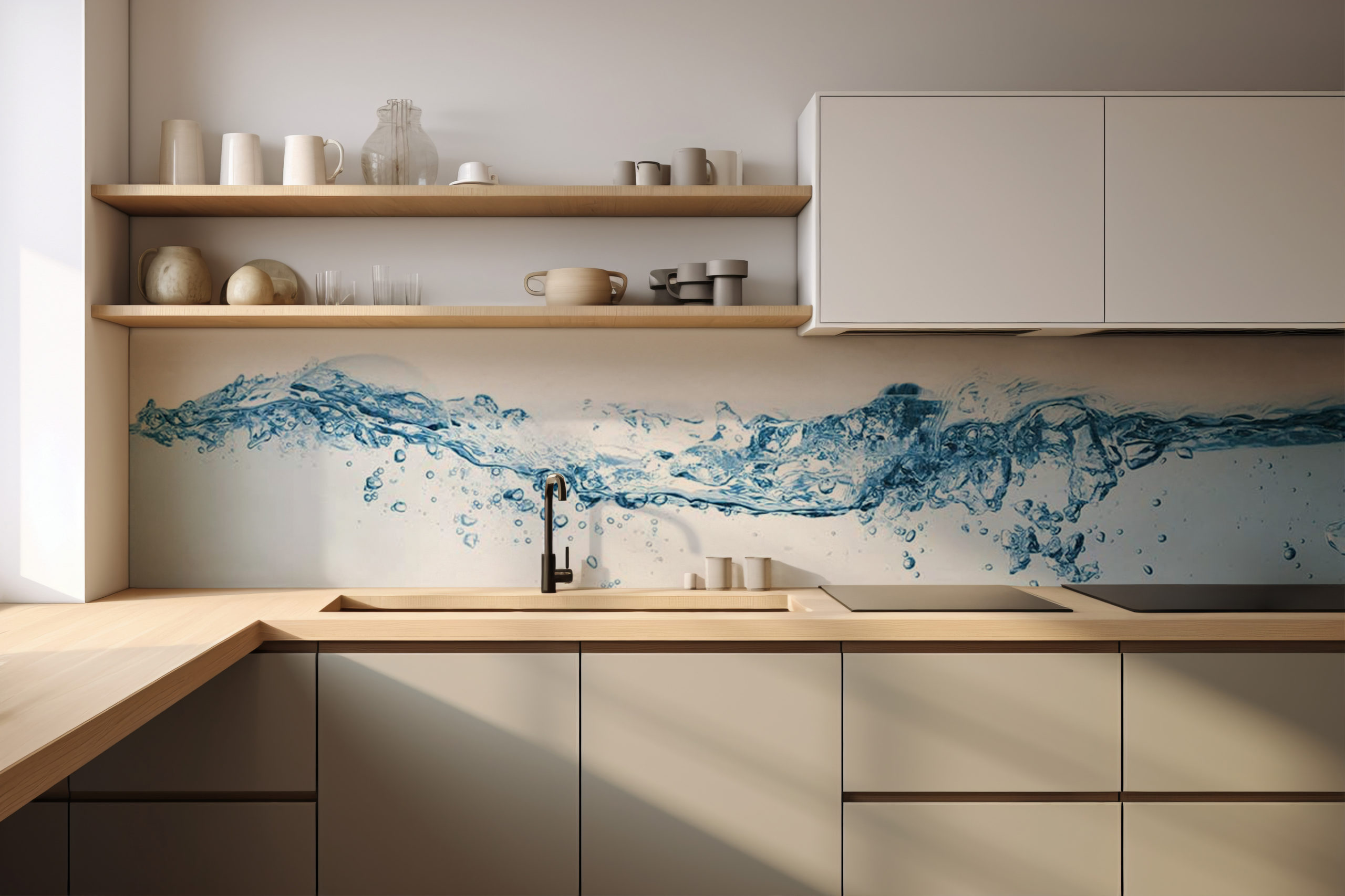 Küchenrückwand Wasser – selbstklebend in Glasoptik