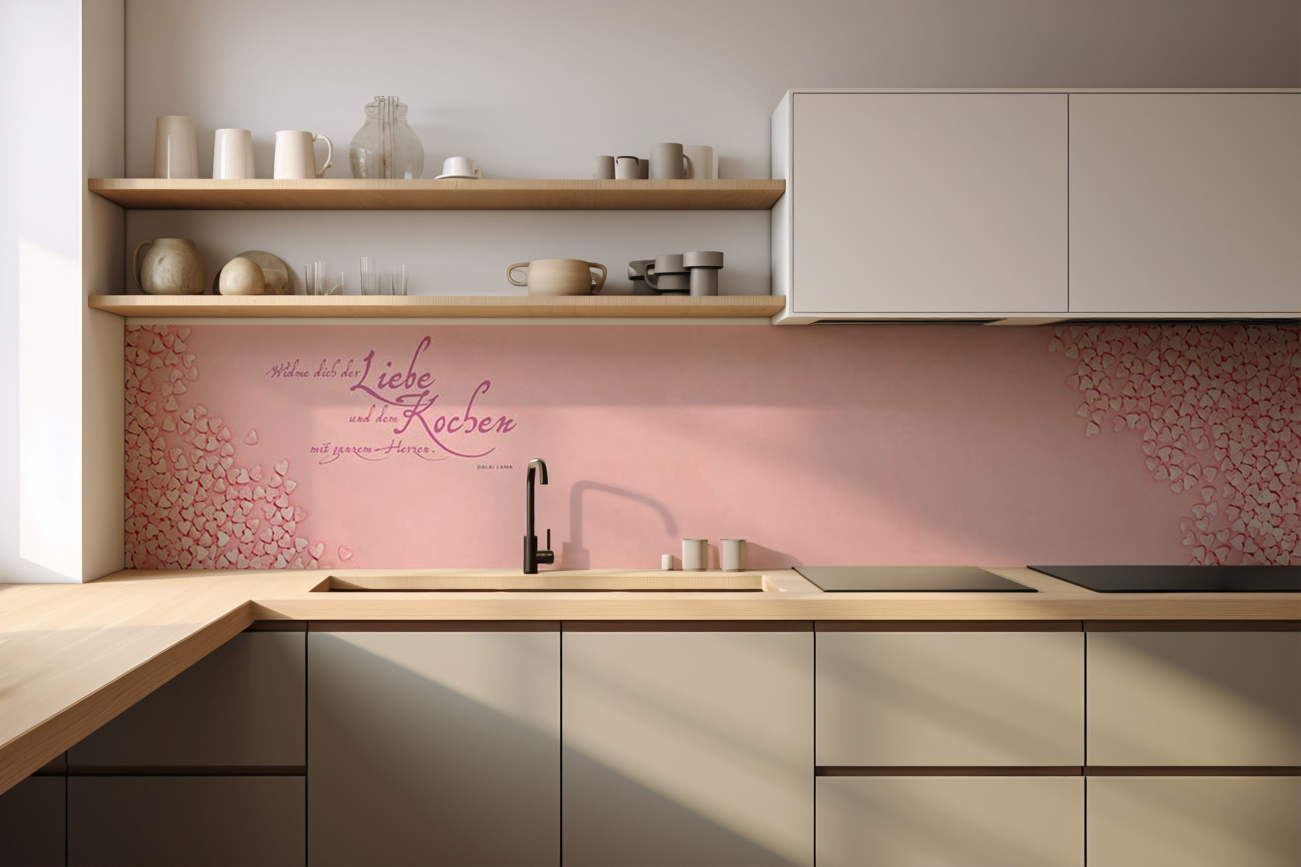Küchenrückwand Widme dich der Liebe … – selbstklebend in Glasoptik