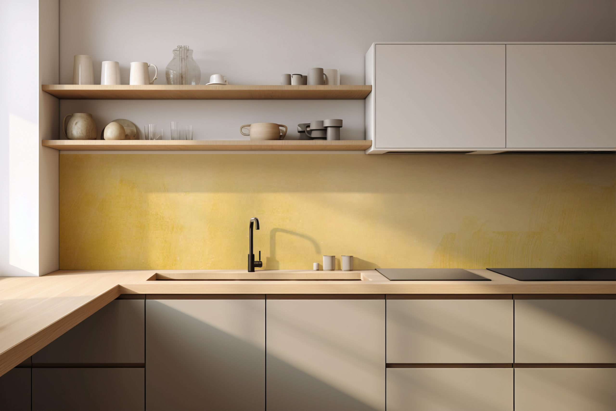 Küchenrückwand Yellow Back – selbstklebend in Glasoptik