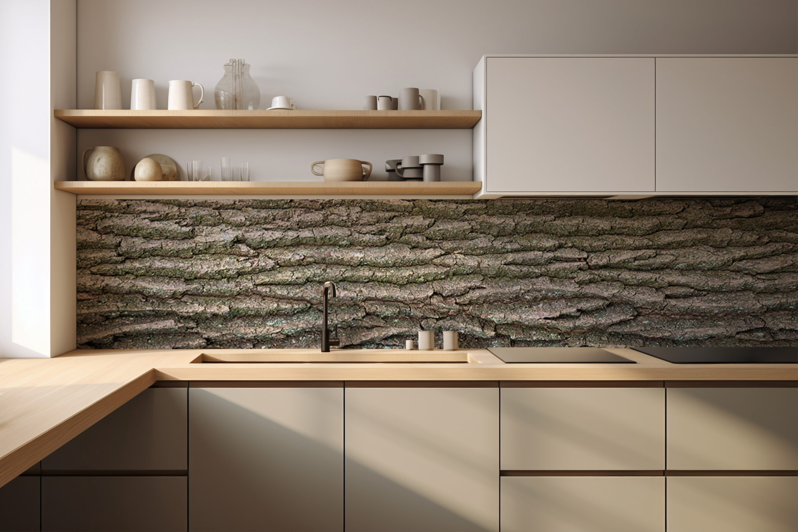 Küchenrückwand Baumrinde – selbstklebend in Glasoptik