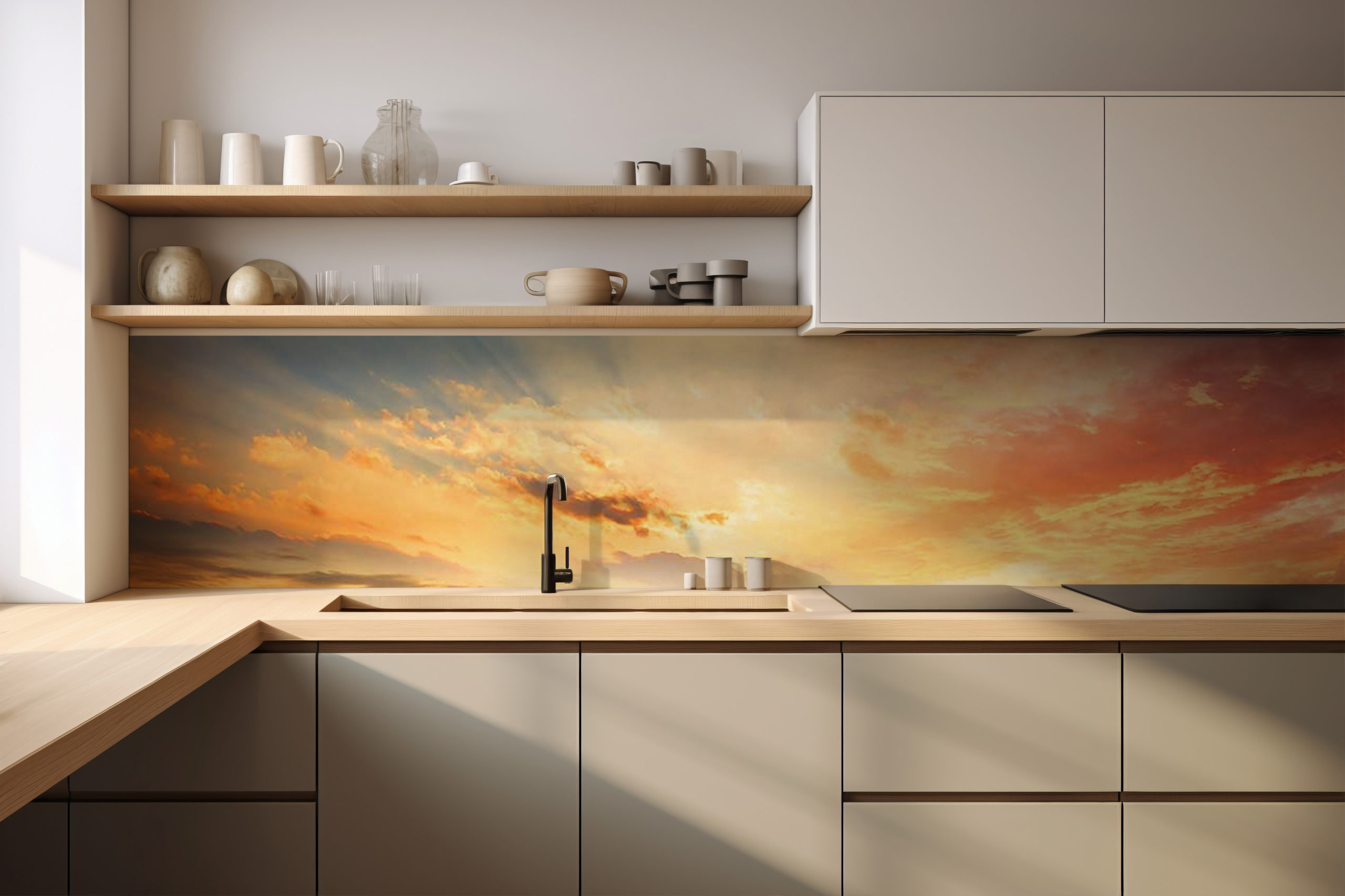 Küchenrückwand Bunter Himmel – selbstklebend in Glasoptik