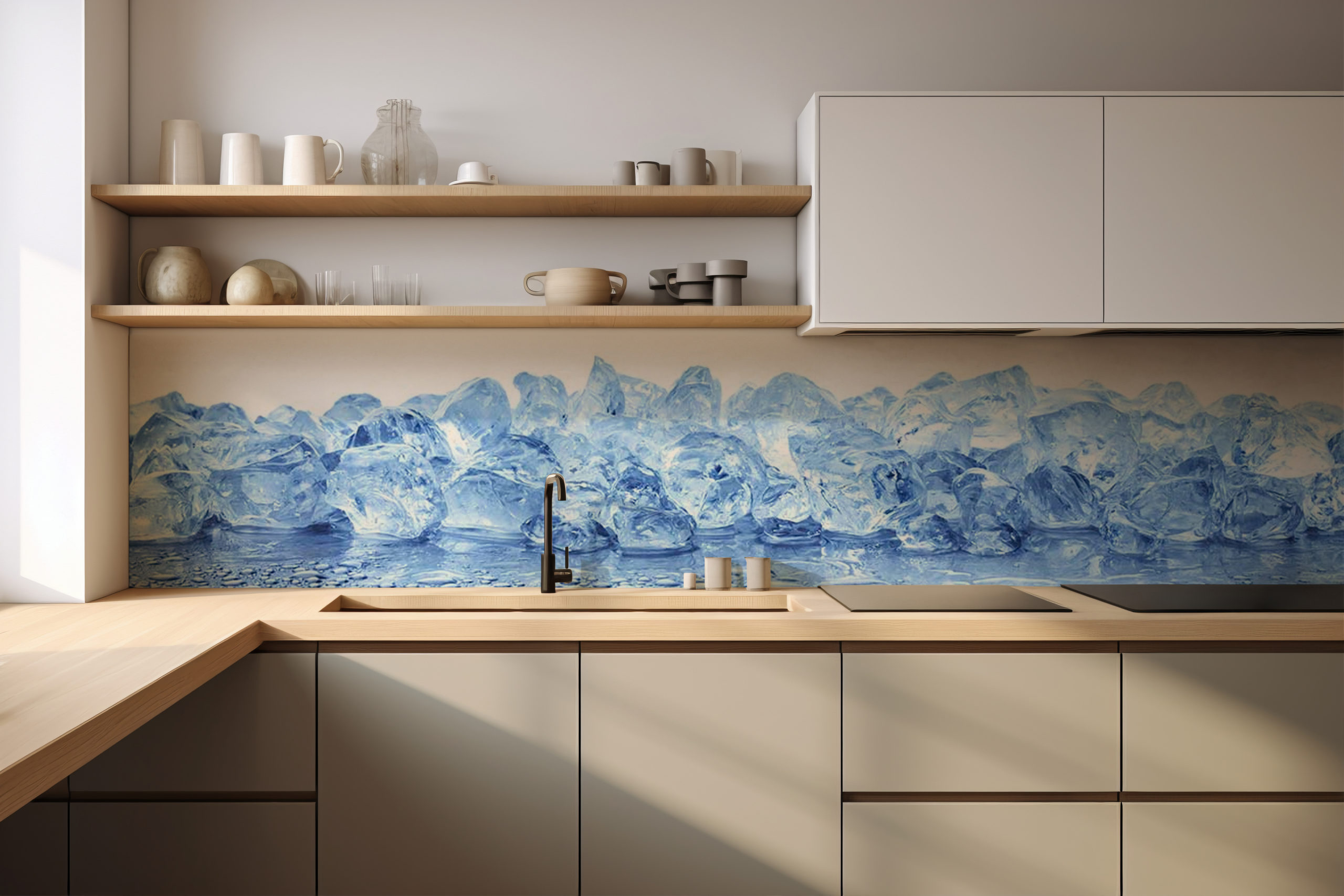 Küchenrückwand Crushed Ice – selbstklebend in Glasoptik