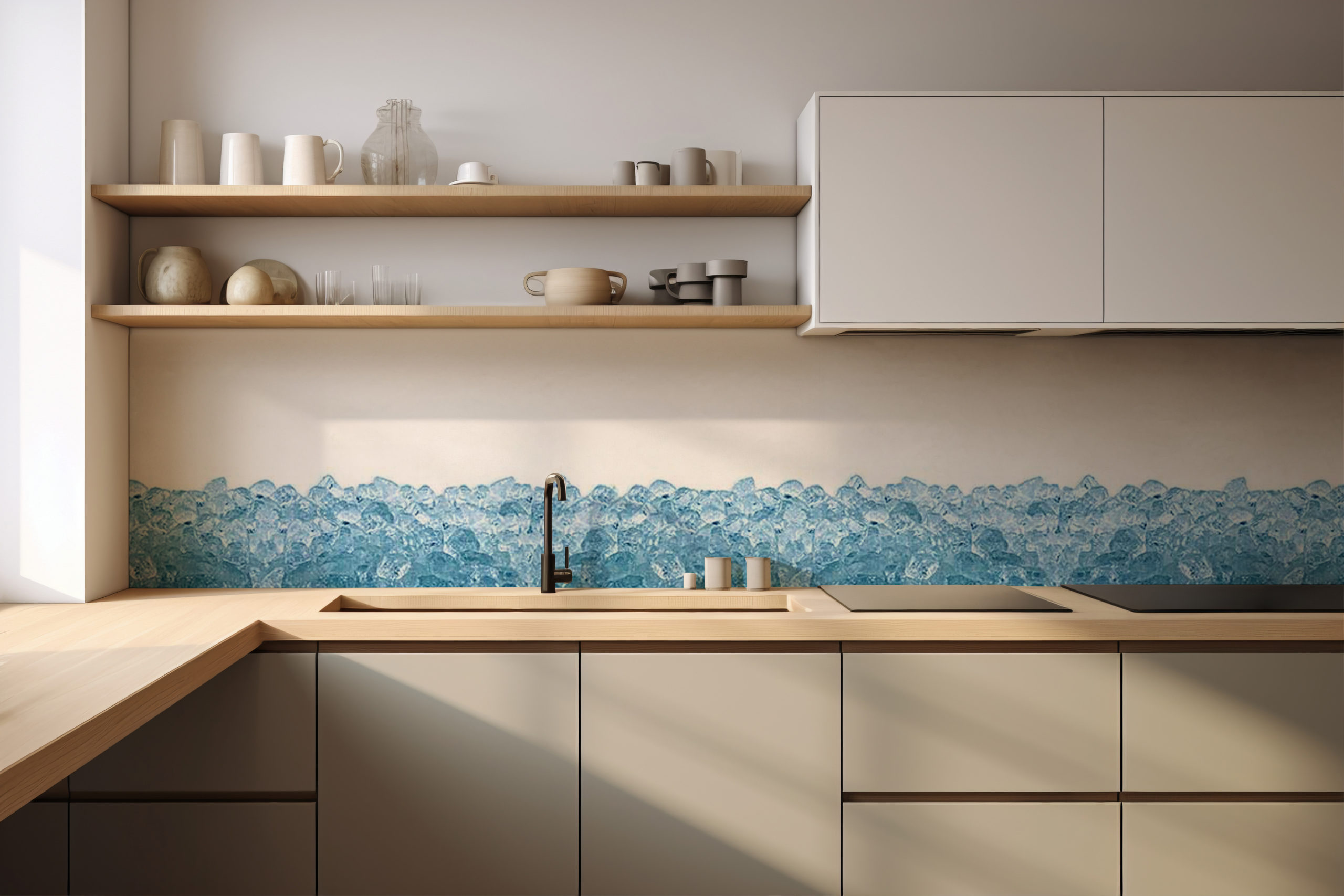 Küchenrückwand Eiswürfel – selbstklebend in Glasoptik