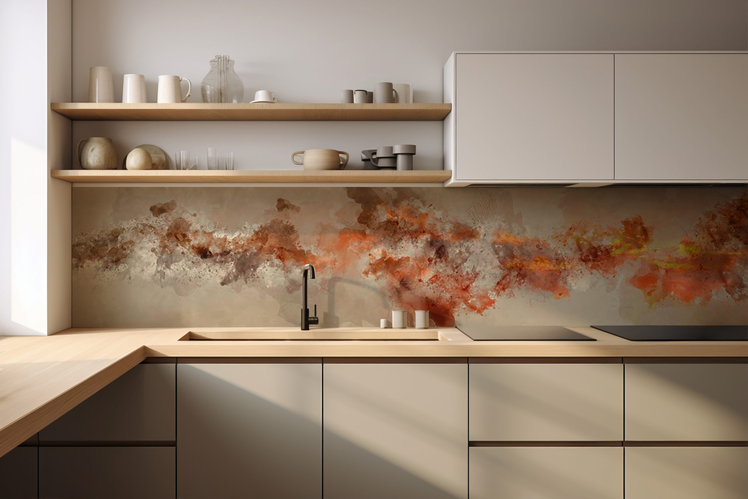 Küchenrückwand Farbwelle – selbstklebend in Glasoptik