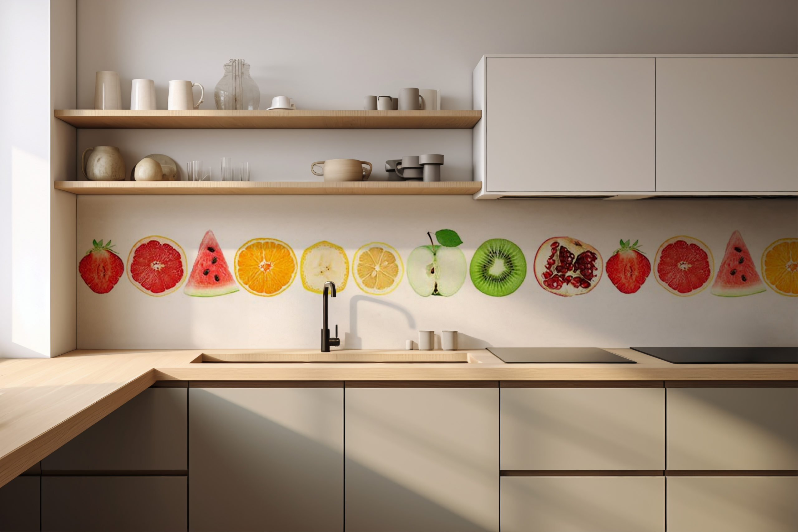 Küchenrückwand Früchte – selbstklebend in Glasoptik