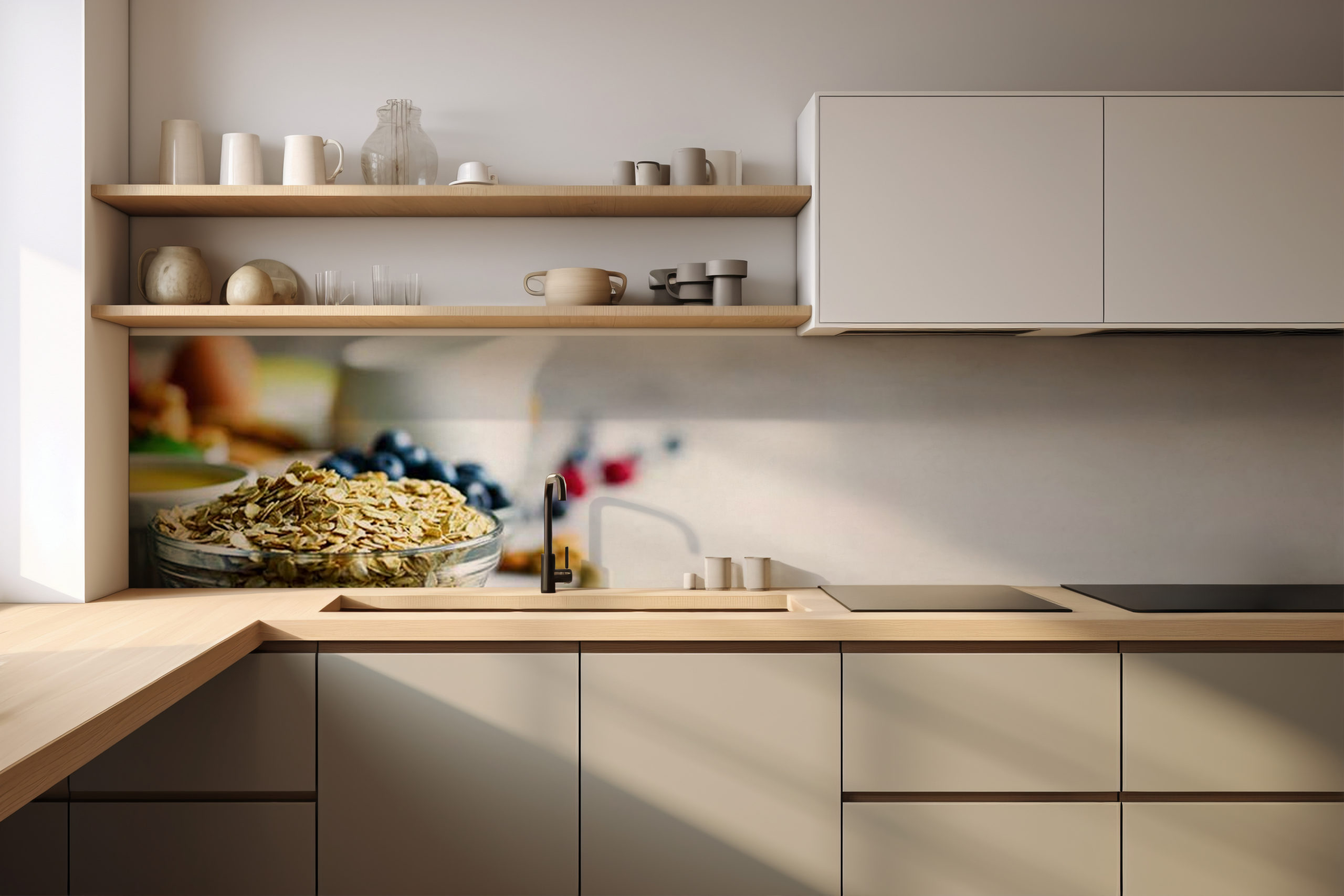 Küchenrückwand Früchtemüsli 2 – selbstklebend in Glasoptik