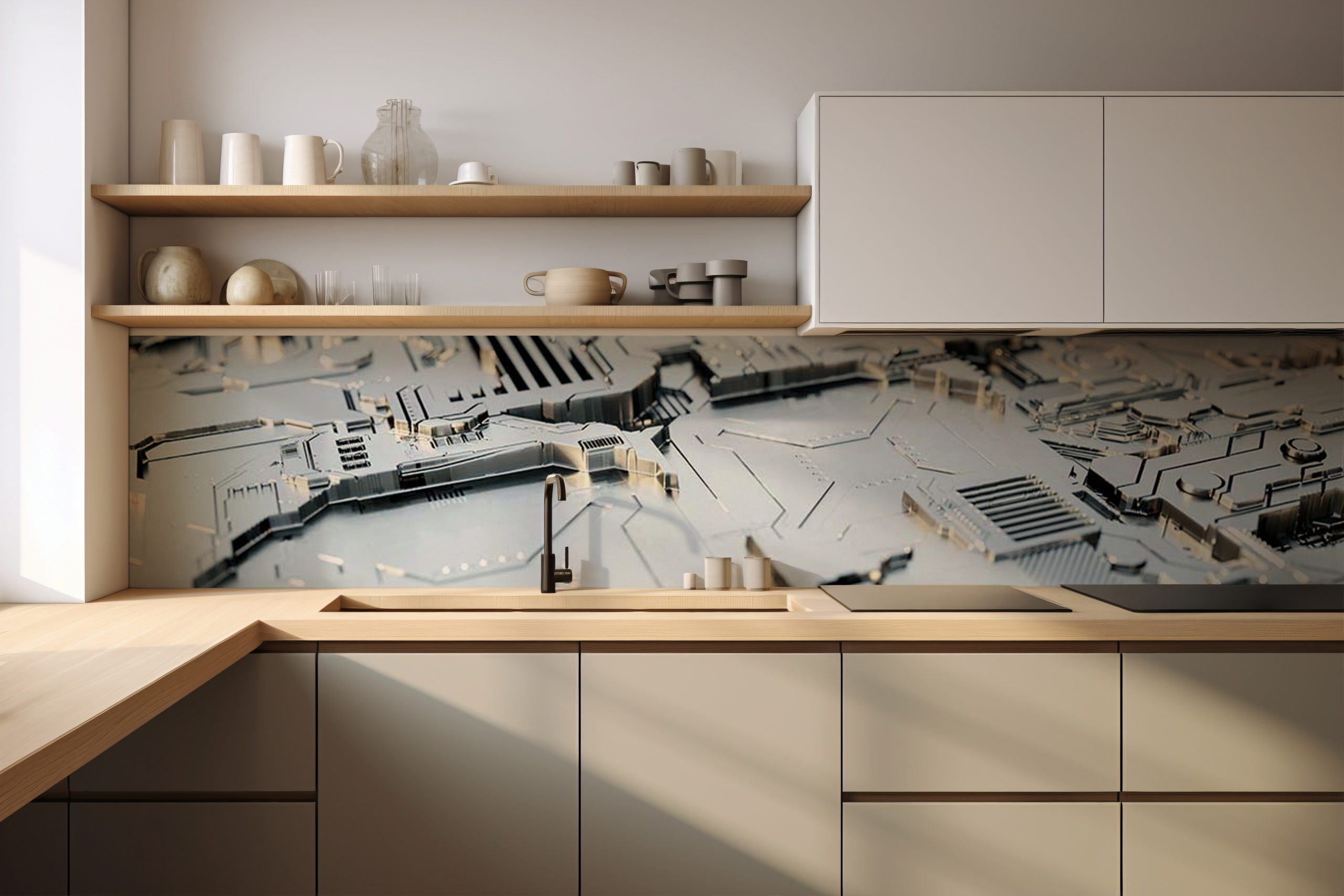 Küchenrückwand Gehäuseplatine – selbstklebend in Glasoptik