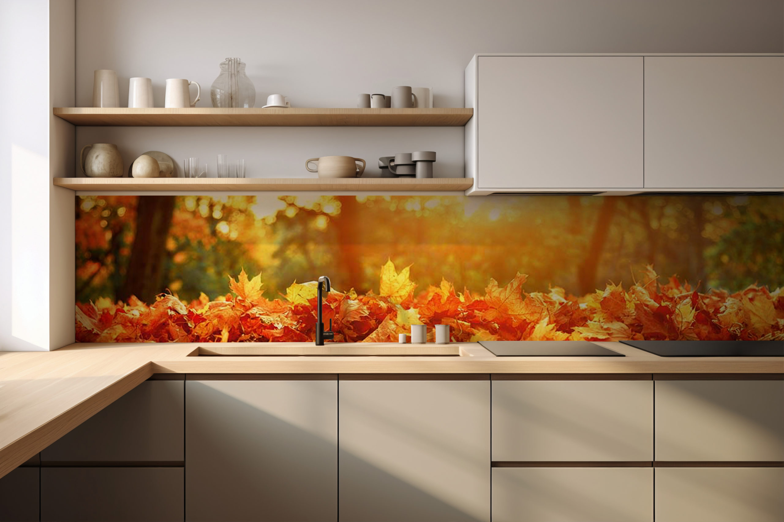 Küchenrückwand Goldener Herbst 2 – selbstklebend in Glasoptik