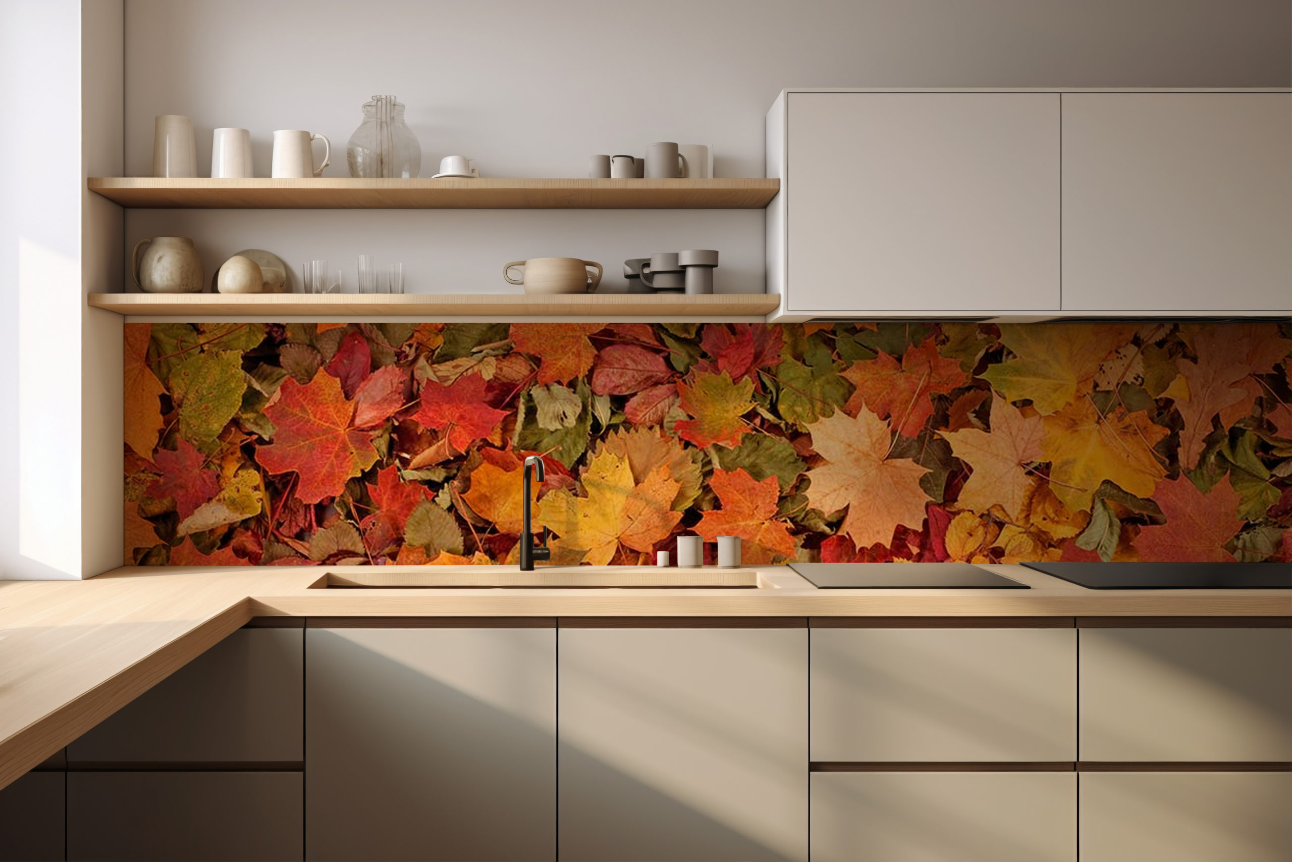 Küchenrückwand Herbstlaub2 – selbstklebend in Glasoptik