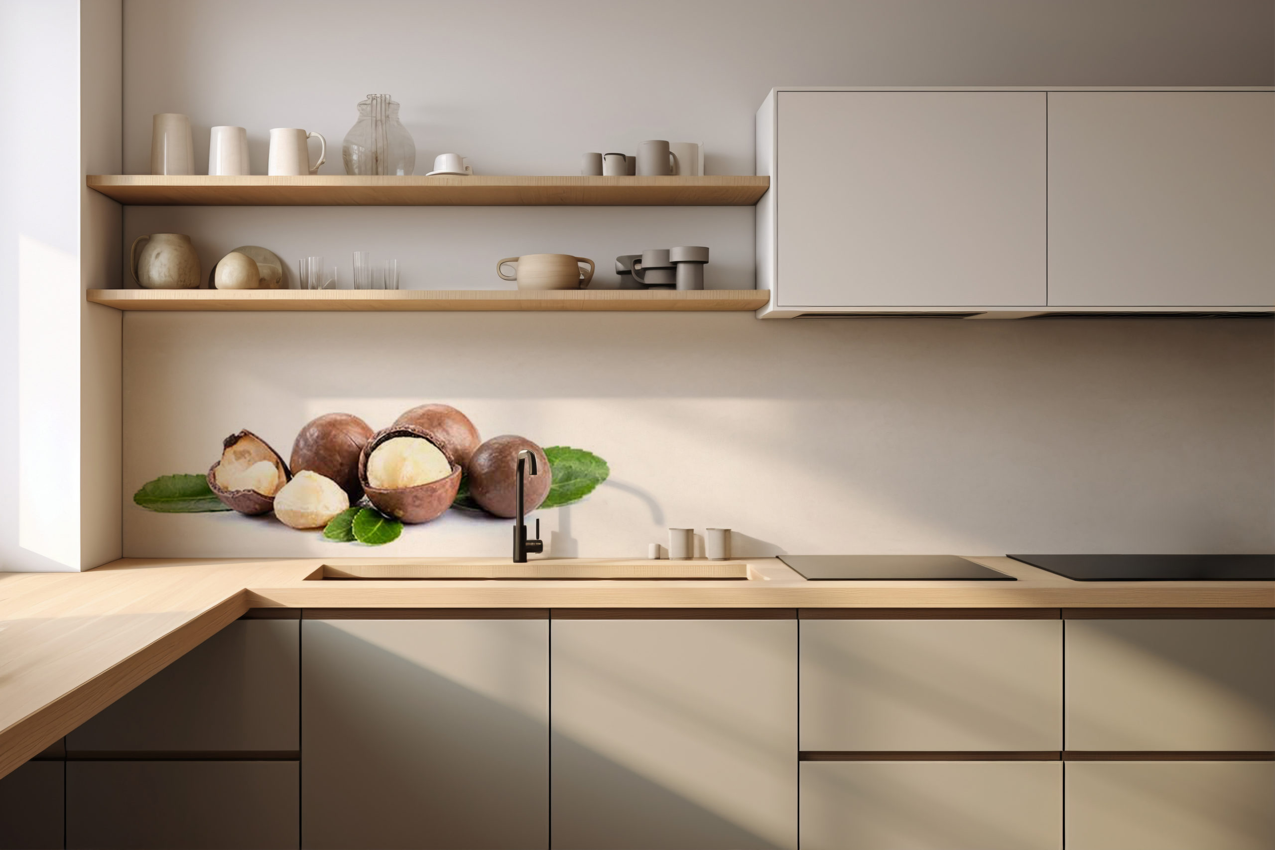 Küchenrückwand Macadamia – selbstklebend in Glasoptik