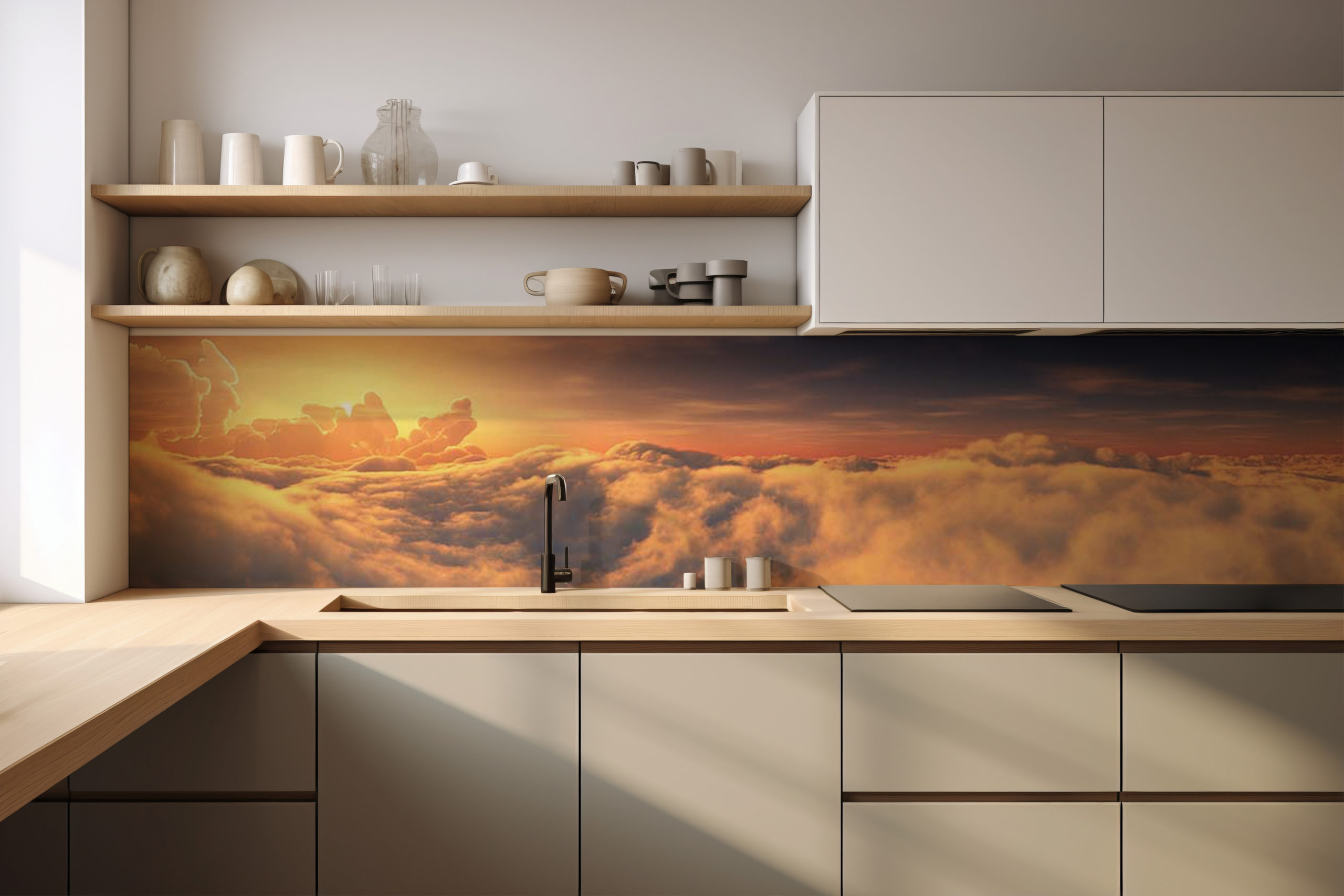 Küchenrückwand Über den Wolken 3 – selbstklebend in Glasoptik