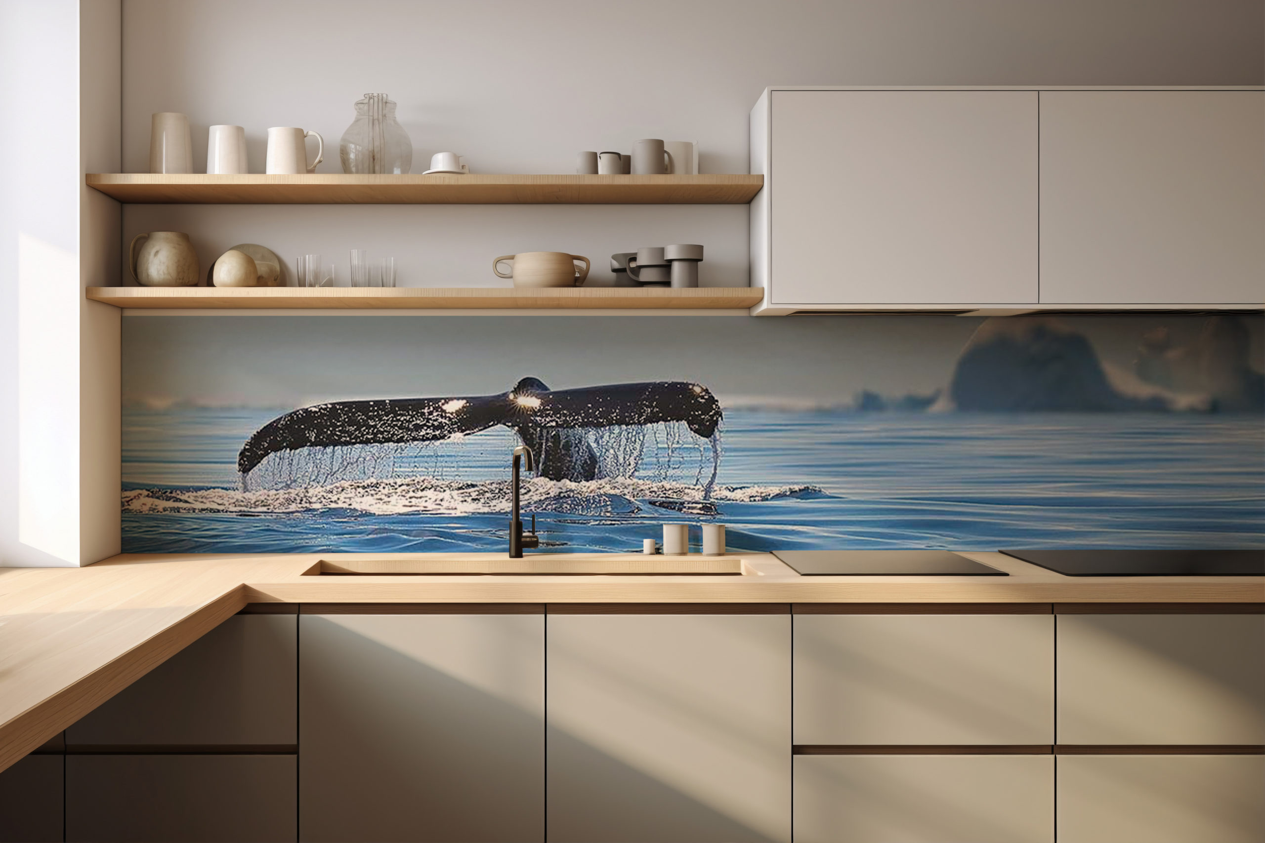 Küchenrückwand Walfluke 1 – selbstklebend in Glasoptik