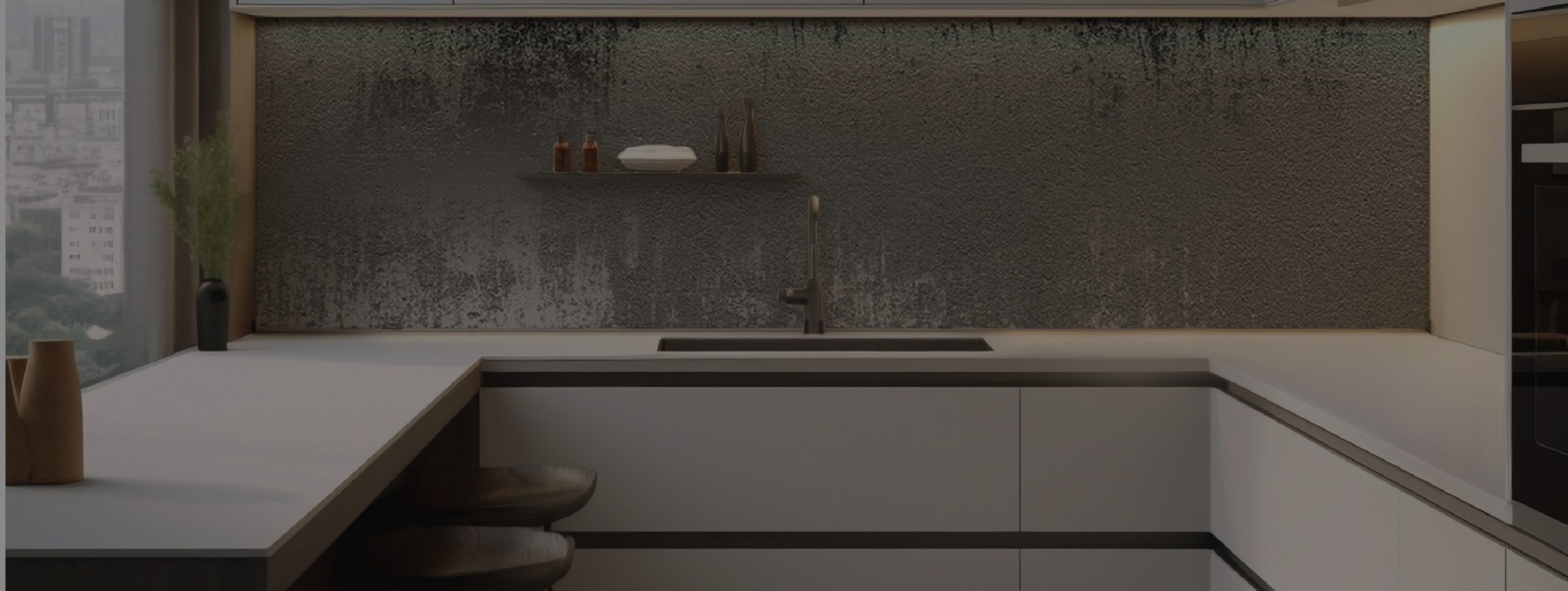 Küche mit Print4Home Küchenrückwand – Glasoptik Design