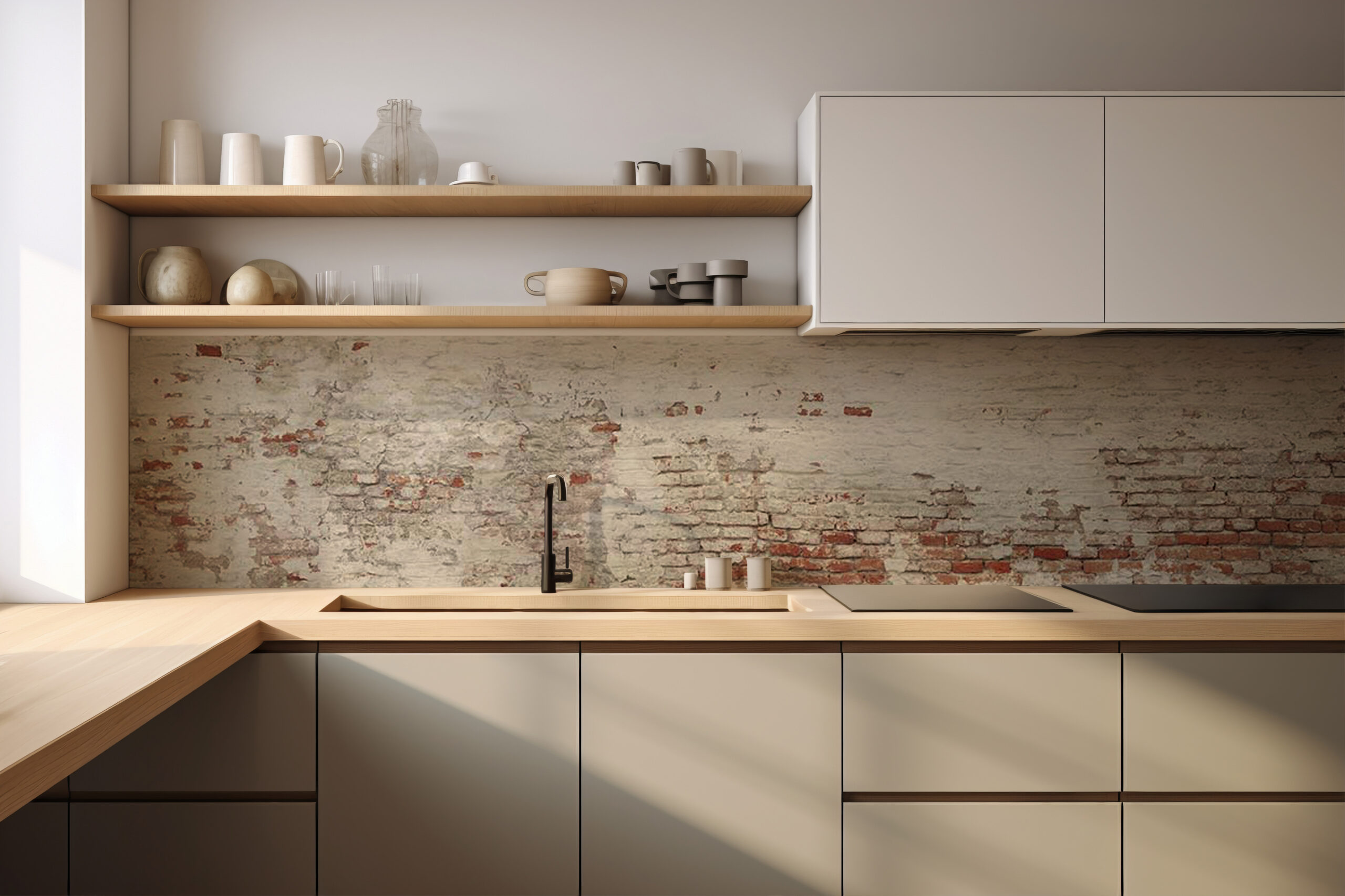 Küchenrückwand Alte Ziegel_072 – selbstklebend in Glasoptik