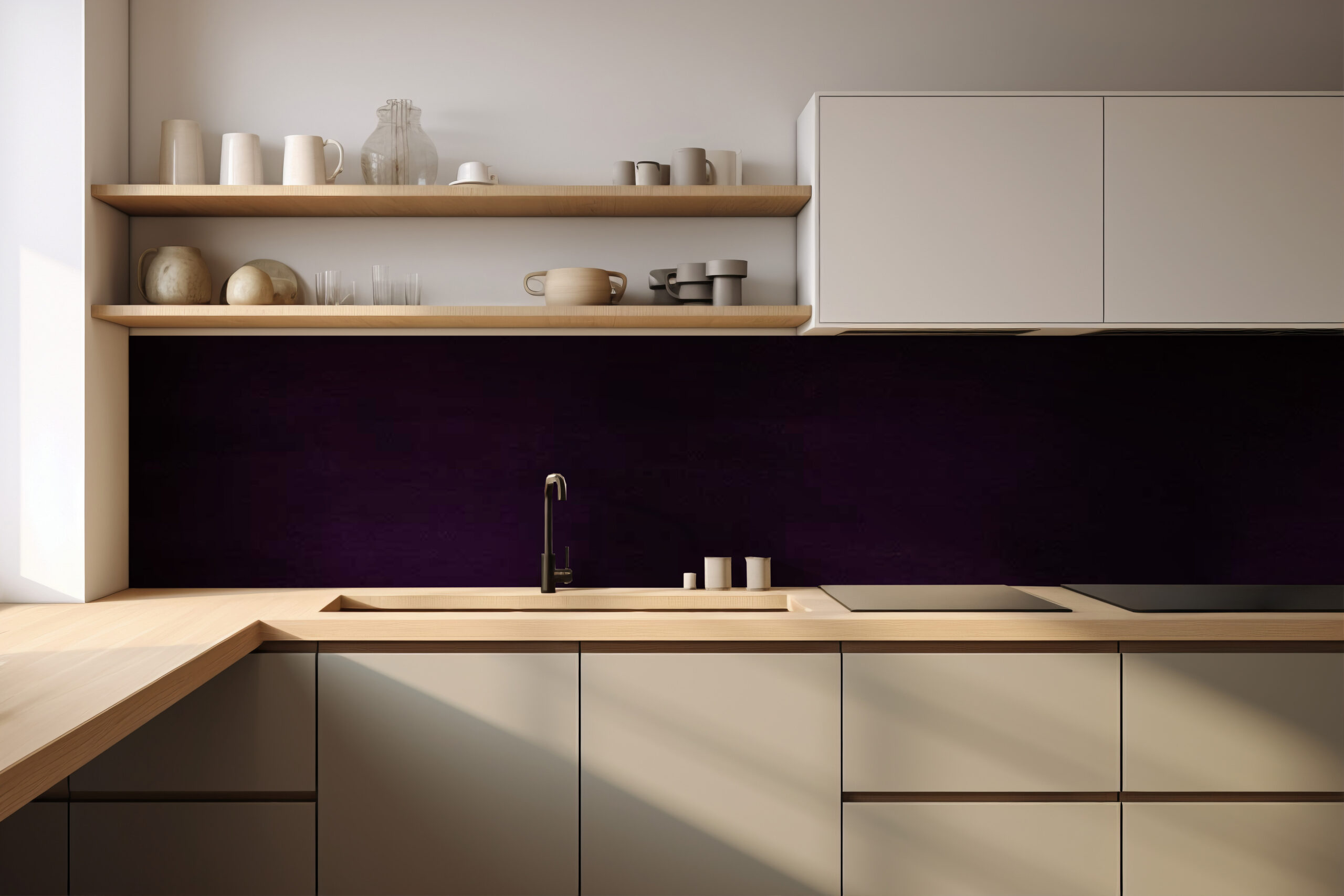 Küchenrückwand Aubergine Scratch – selbstklebend in Glasoptik
