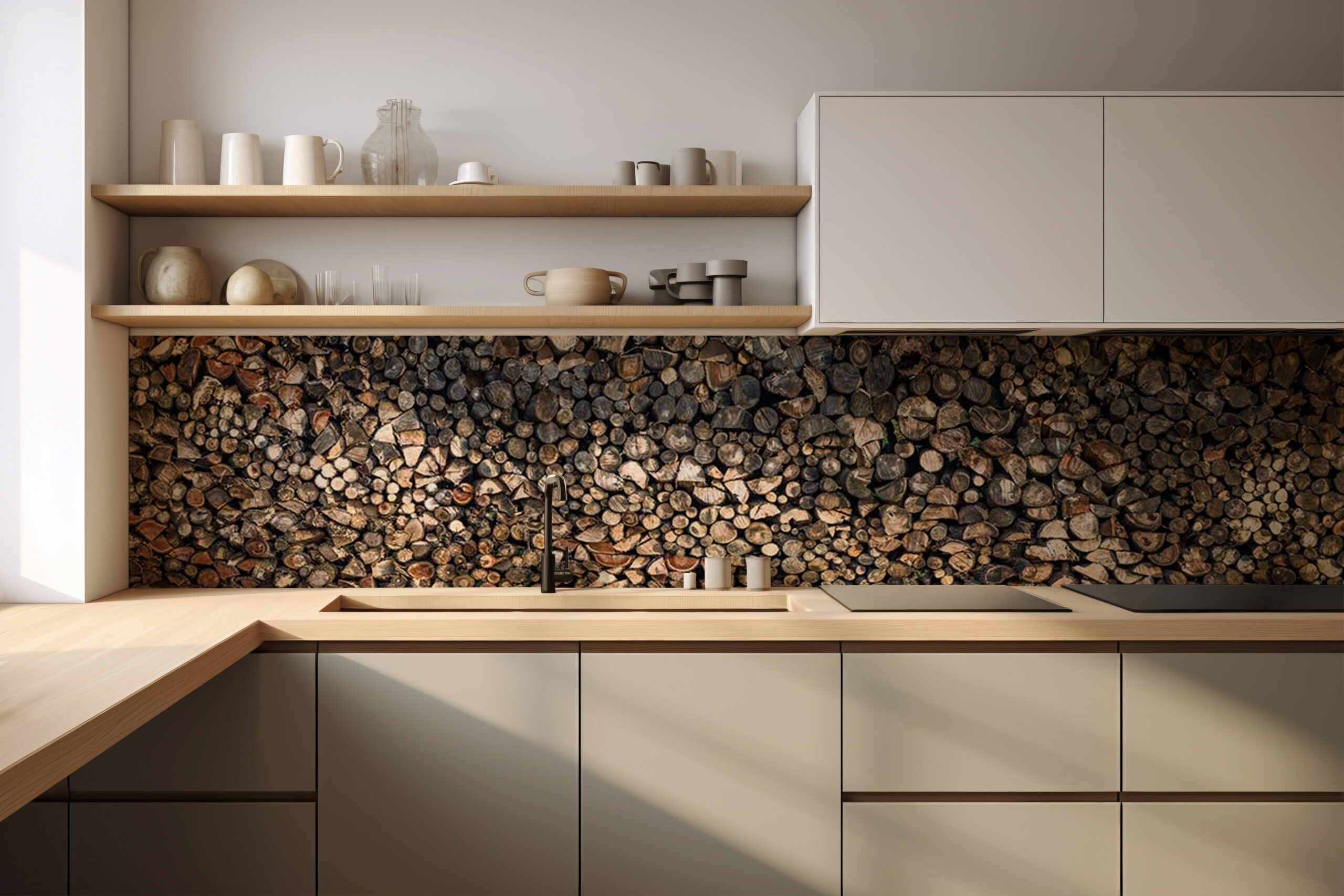 Küchenrückwand holzstapel