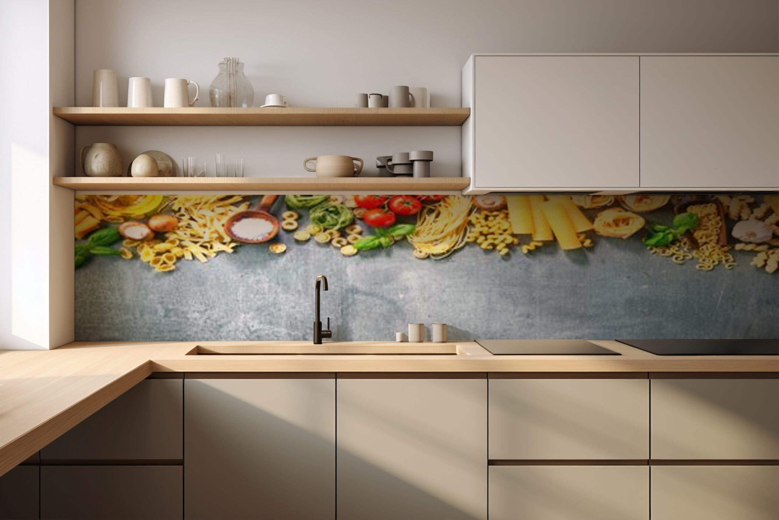 Küchenrückwand pasta auf schiefer